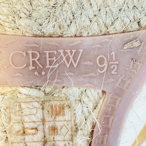 J Crew Sandals Womens 9.5 Beige Canvas Espadrille Wedge Closed Toe Ankle Strap - Picture 11 of 12